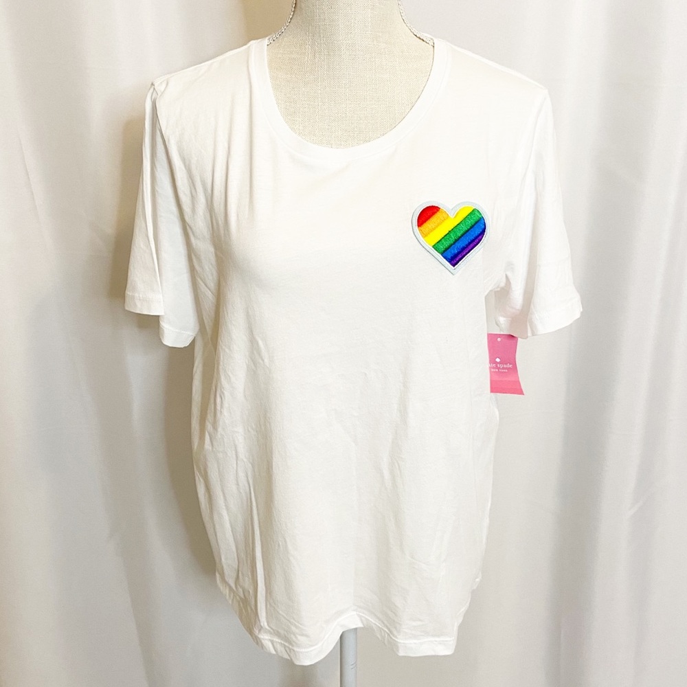 NWT Kate Spade Rainbow Heart Patch T-shirt 🌈